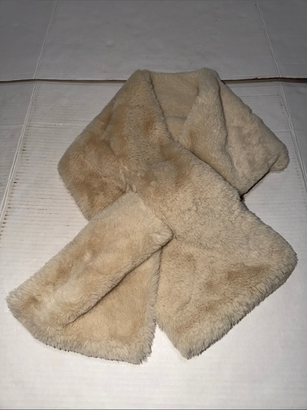 Classic Faux Fur Pull-Through Scarf - Beige